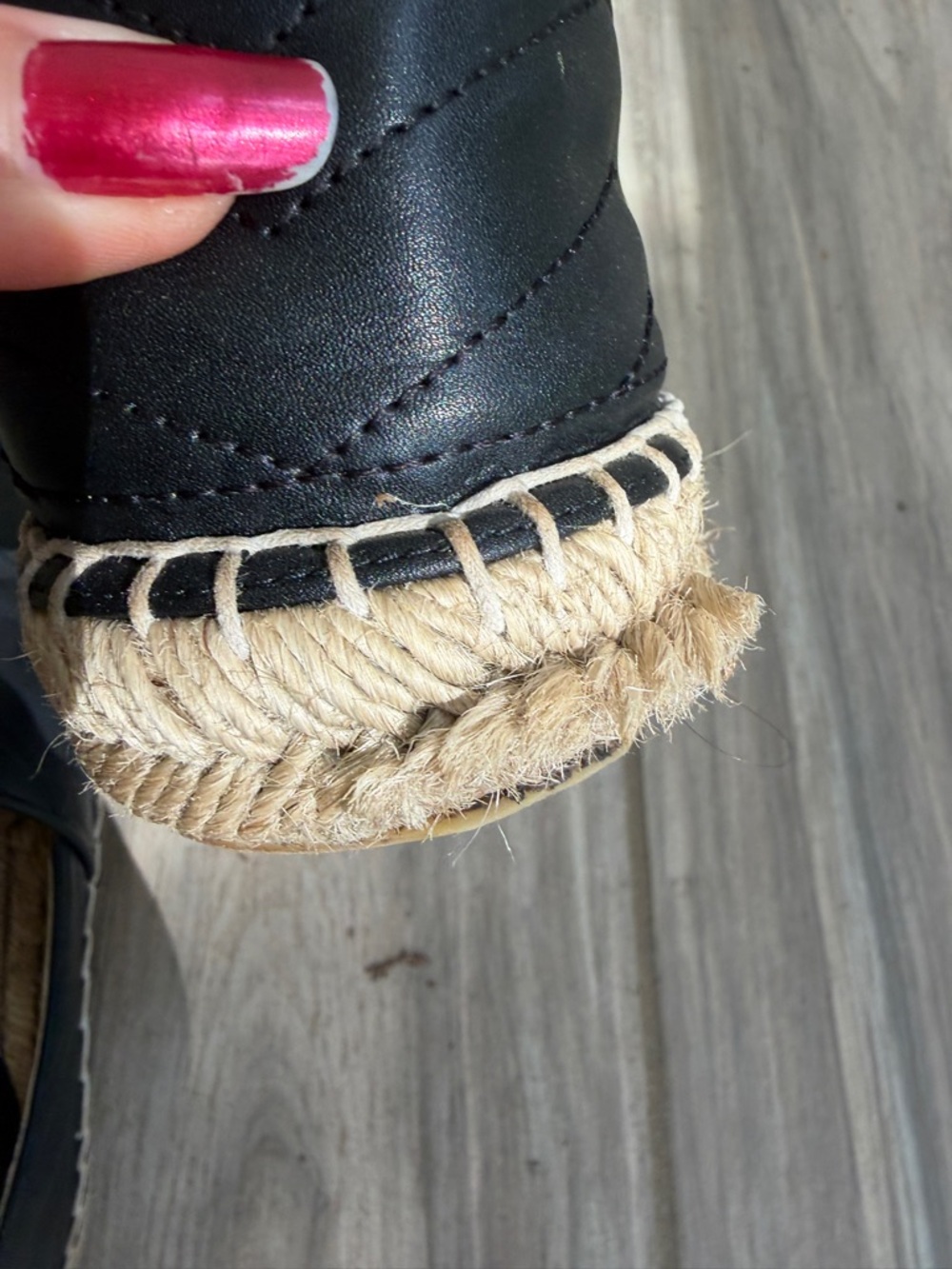 Black Quilted Espadrille Slip-On Shoes with Gold Emblem - Picture 4 of 10